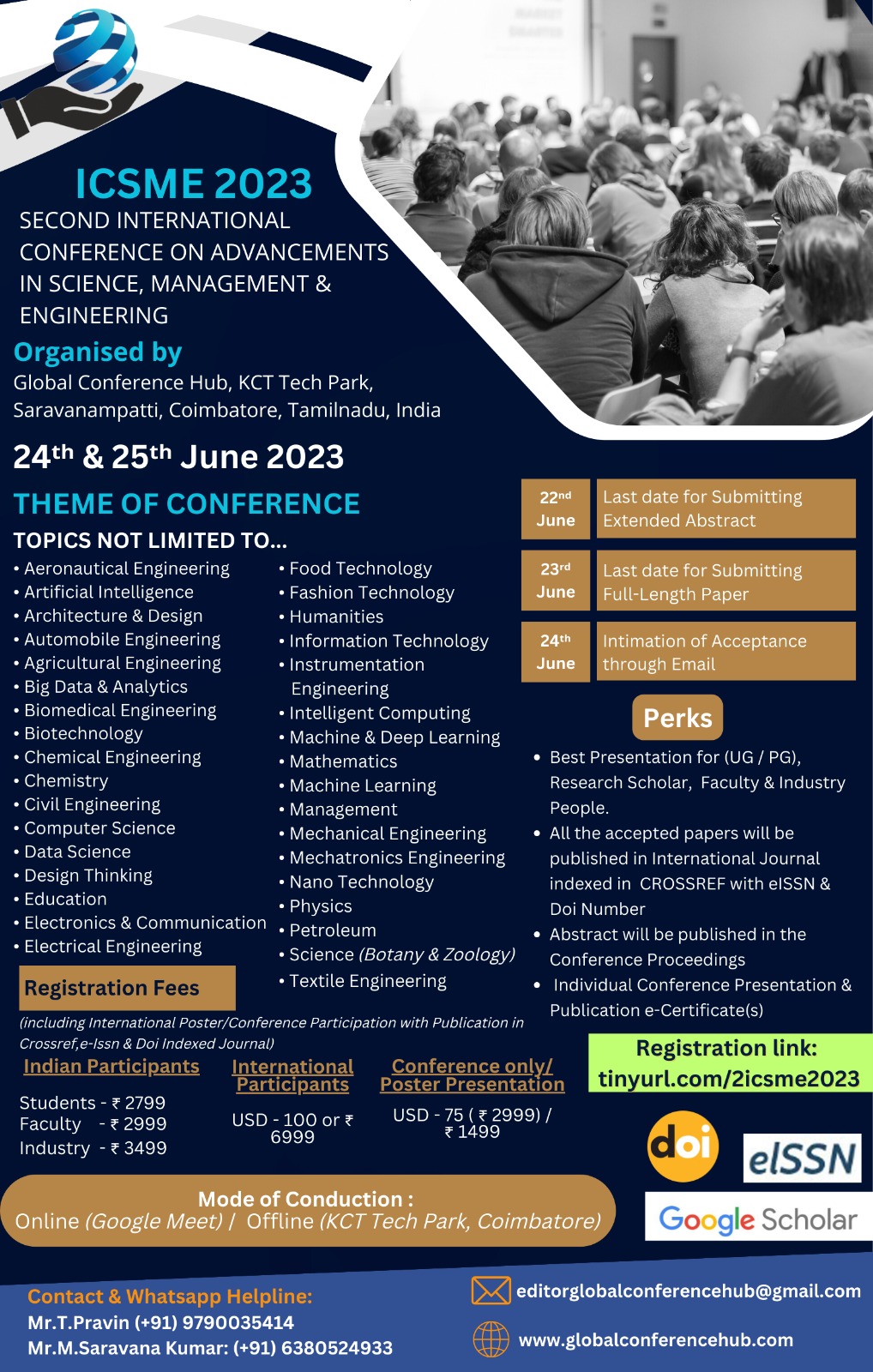 Second International Conference on Advancements in Science, Management and Engineering ICSME 2023 (Hybrid Mode)